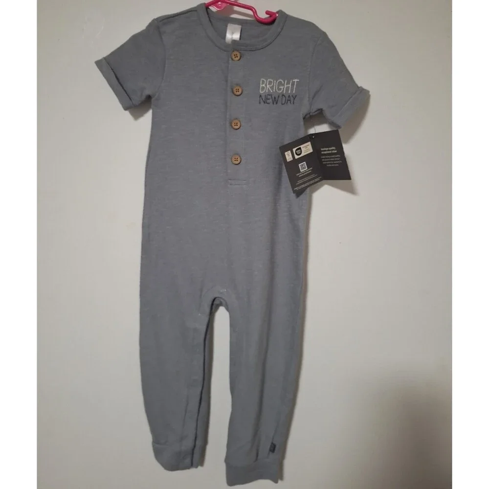 Modern Moments by Gerber gray knit cotton one-piece coverall 24M Bright New Day